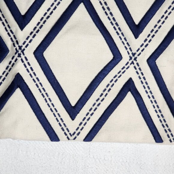 Geometric Diamond Pattern Blue and White Single Zip Throw Pillow Cover 19”x19” - Picture 8 of 16